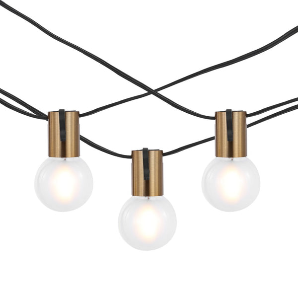 Safavieh FARRYNN, 10-Light 120" Outdoor String Lights - Elegant Brass & Black Design for Inviting Ambiance PLT4044A