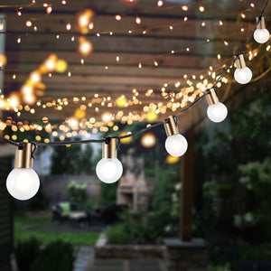 Safavieh FARRYNN, 10-Light 120" Outdoor String Lights - Elegant Brass & Black Design for Inviting Ambiance PLT4044A