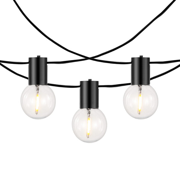Safavieh HURON, 10-Light Outdoor String Light, 120-Inch Black Metal & Glass for Cozy Patio Ambiance PLT4045A