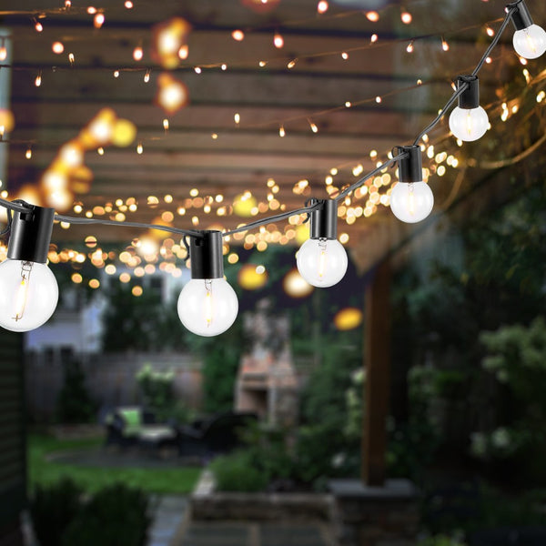 Safavieh HURON, 10-Light Outdoor String Light, 120-Inch Black Metal & Glass for Cozy Patio Ambiance PLT4045A