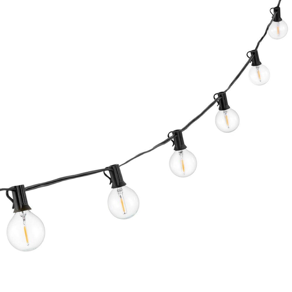 Safavieh JENICA, 25-Light Outdoor String Lights - 300-Inch Black Metal & Glass for Cozy Ambiance & Style PLT4046A