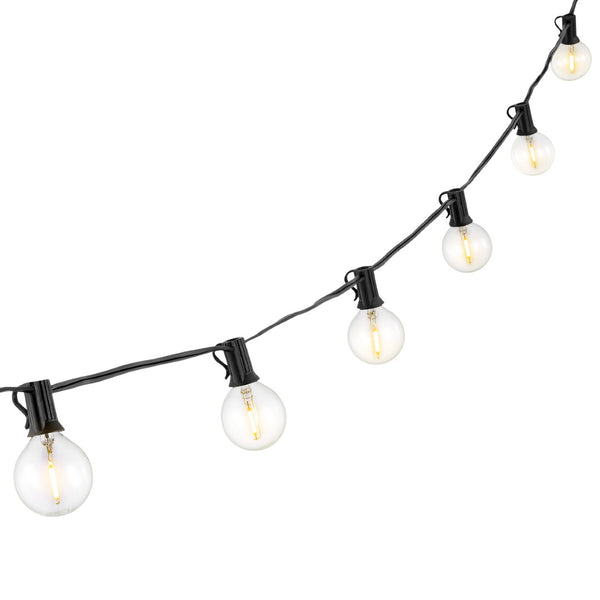 Safavieh JENICA, 25-Light Outdoor String Lights - 300-Inch Black Metal & Glass for Cozy Ambiance & Style PLT4046A