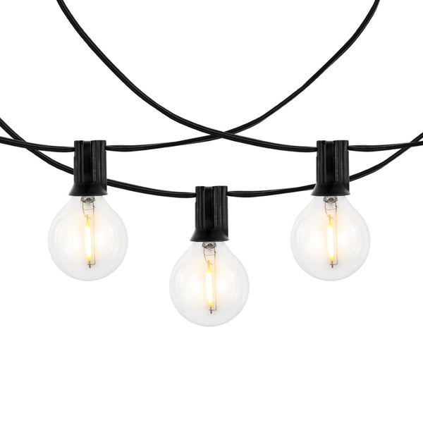 Safavieh JENICA, 25-Light Outdoor String Lights - 300-Inch Black Metal & Glass for Cozy Ambiance & Style PLT4046A