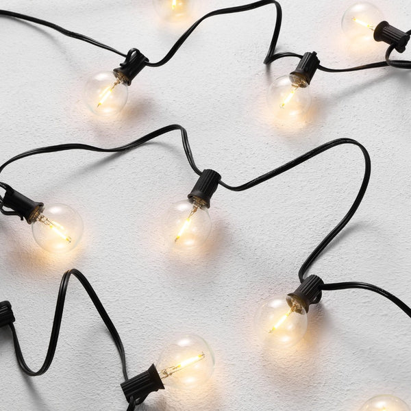 Safavieh JENICA, 25-Light Outdoor String Lights - 300-Inch Black Metal & Glass for Cozy Ambiance & Style PLT4046A