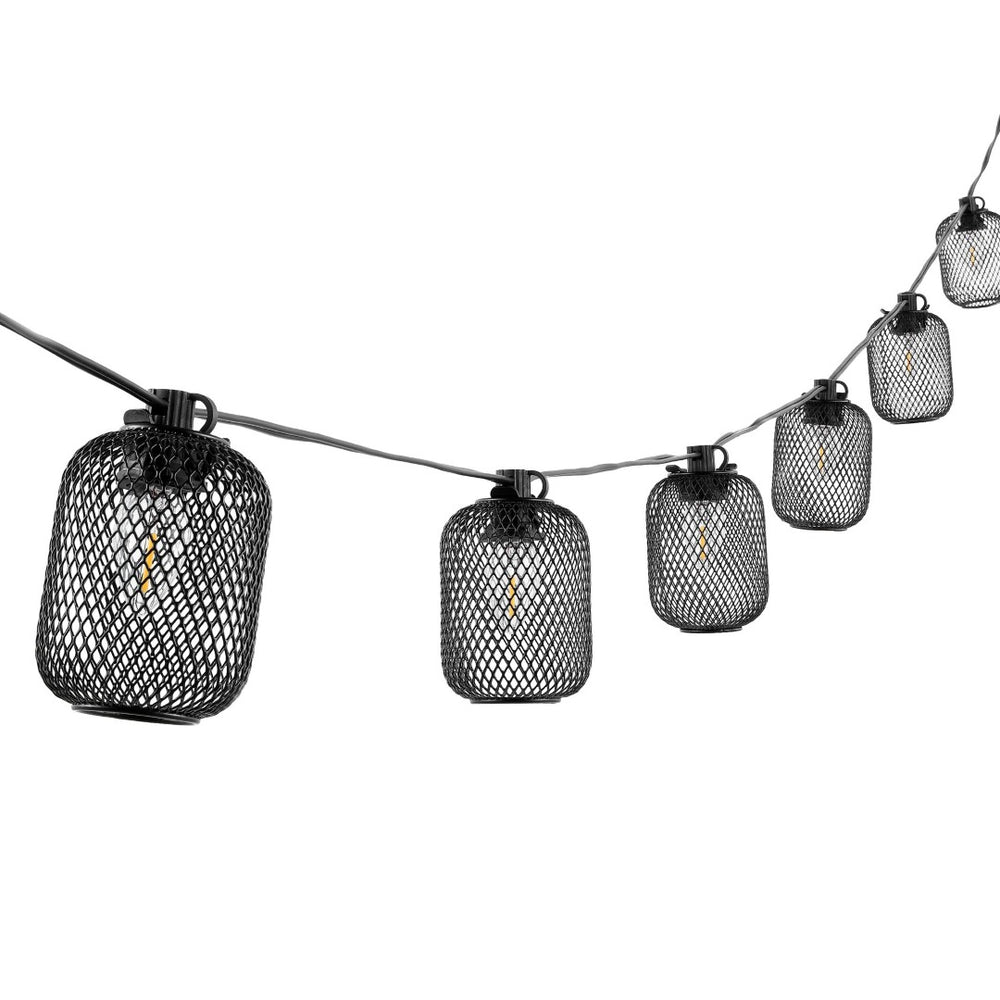 Safavieh JEPSEN, 10-Light Outdoor String Light, 120-Inch Black Metal & Glass, Perfect for Patios & Events PLT4047A