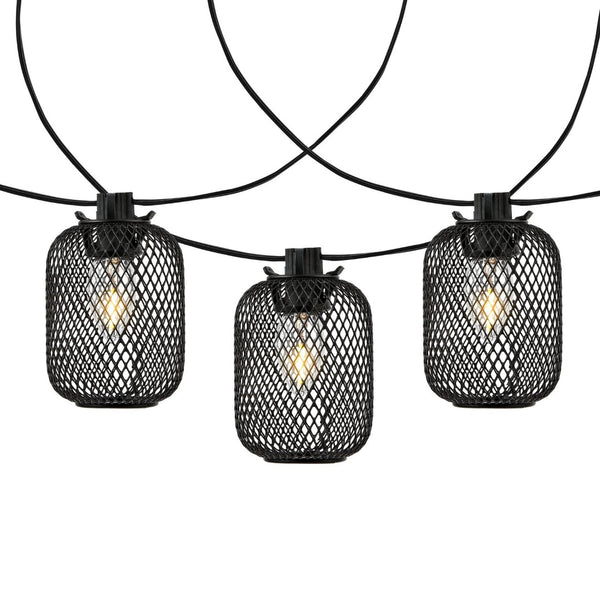 Safavieh JEPSEN, 10-Light Outdoor String Light, 120-Inch Black Metal & Glass, Perfect for Patios & Events PLT4047A