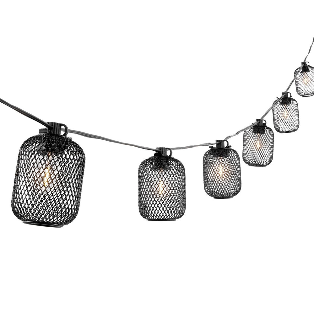 Safavieh JEPSEN, 10-Light Outdoor String Light, 120-Inch Black Metal & Glass, Perfect for Patios & Events PLT4047A