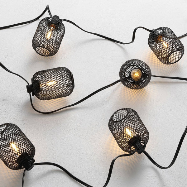 Safavieh JEPSEN, 10-Light Outdoor String Light, 120-Inch Black Metal & Glass, Perfect for Patios & Events PLT4047A