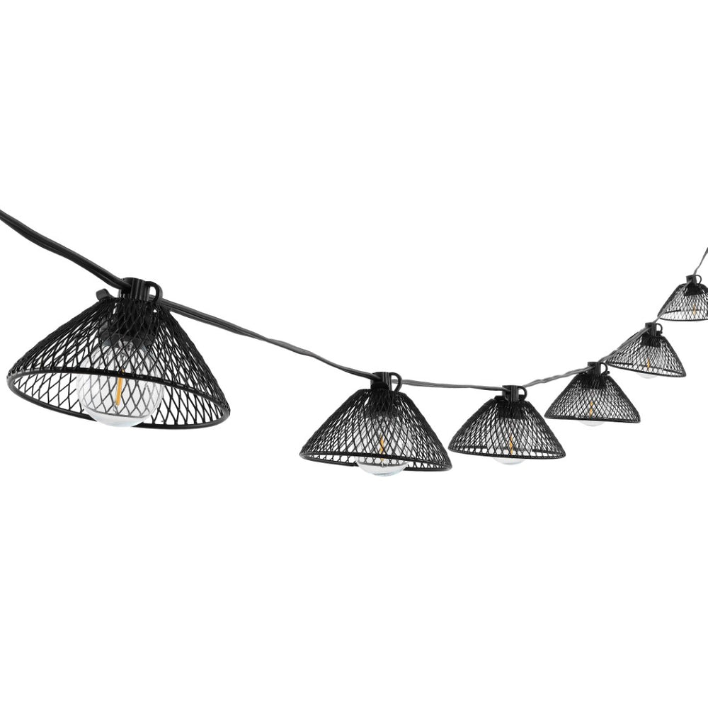 Safavieh JUNIA, 10-Light Outdoor String Lights, 120-Inch Black Metal & Glass for Elegant Patio Ambiance PLT4048A