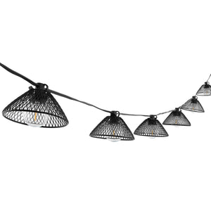 Safavieh JUNIA, 10-Light Outdoor String Lights, 120-Inch Black Metal & Glass for Elegant Patio Ambiance PLT4048A