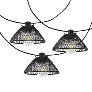 Safavieh JUNIA, 10-Light Outdoor String Lights, 120-Inch Black Metal & Glass for Elegant Patio Ambiance PLT4048A