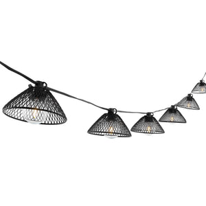 Safavieh JUNIA, 10-Light Outdoor String Lights, 120-Inch Black Metal & Glass for Elegant Patio Ambiance PLT4048A
