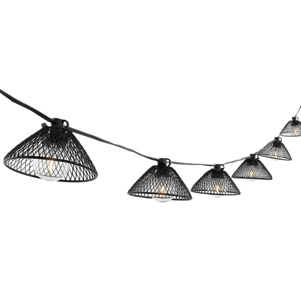 Safavieh JUNIA, 10-Light Outdoor String Lights, 120-Inch Black Metal & Glass for Elegant Patio Ambiance PLT4048A