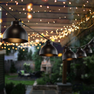 Safavieh CLAUDIE, 10-Light Outdoor String Lights, 120-Inch Black Metal & Glass for Elegant Ambiance Anywhere PLT4049A