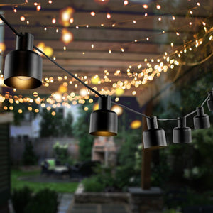 Safavieh ADANER, 10-Light 120-Inch Outdoor String Lights - Elegant Black Lighting for Patios & Gardens PLT4050A