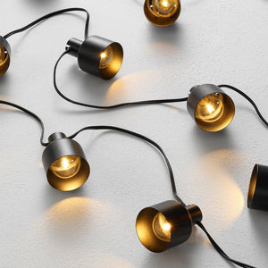 Safavieh ADANER, 10-Light 120-Inch Outdoor String Lights - Elegant Black Lighting for Patios & Gardens PLT4050A