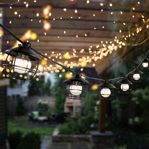 Safavieh AGITHA, 10-Light Outdoor String Lights, 120-Inch Black Cord for Cozy Patios and Garden Parties PLT4051A