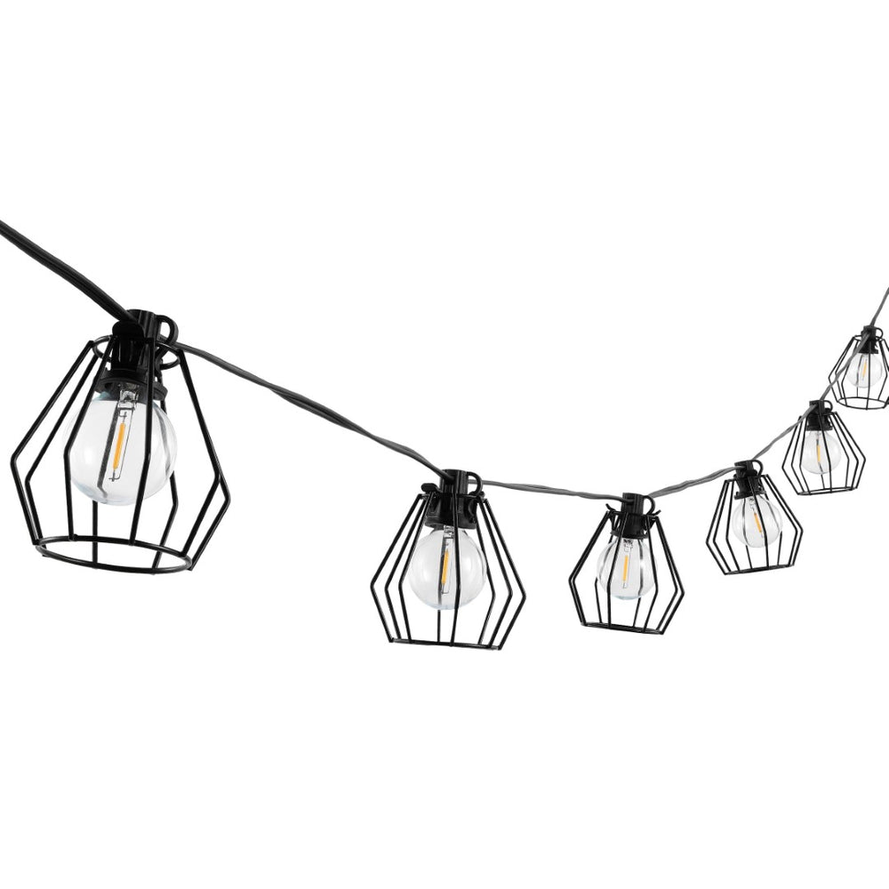 Safavieh BOWNE, 10-Light Outdoor String Light, 120-Inch Black Fixture for Modern Patio Ambiance & Style PLT4053A