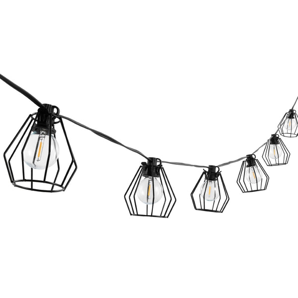 Safavieh BOWNE, 10-Light Outdoor String Light, 120-Inch Black Fixture for Modern Patio Ambiance & Style PLT4053A