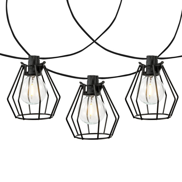 Safavieh BOWNE, 10-Light Outdoor String Light, 120-Inch Black Fixture for Modern Patio Ambiance & Style PLT4053A