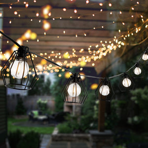 Safavieh BOWNE, 10-Light Outdoor String Light, 120-Inch Black Fixture for Modern Patio Ambiance & Style PLT4053A