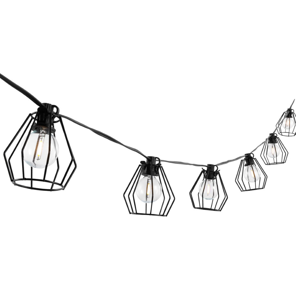 Safavieh BOWNE, 10-Light Outdoor String Light, 120-Inch Black Fixture for Modern Patio Ambiance & Style PLT4053A