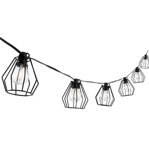Safavieh BOWNE, 10-Light Outdoor String Light, 120-Inch Black Fixture for Modern Patio Ambiance & Style PLT4053A