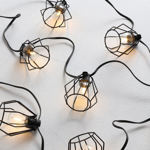 Safavieh BOWNE, 10-Light Outdoor String Light, 120-Inch Black Fixture for Modern Patio Ambiance & Style PLT4053A