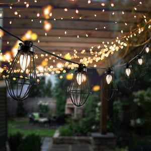 Safavieh ELLINA, 10-Light Outdoor String Lights, 120-Inch Black Design for Patios, Gardens & Events PLT4054A