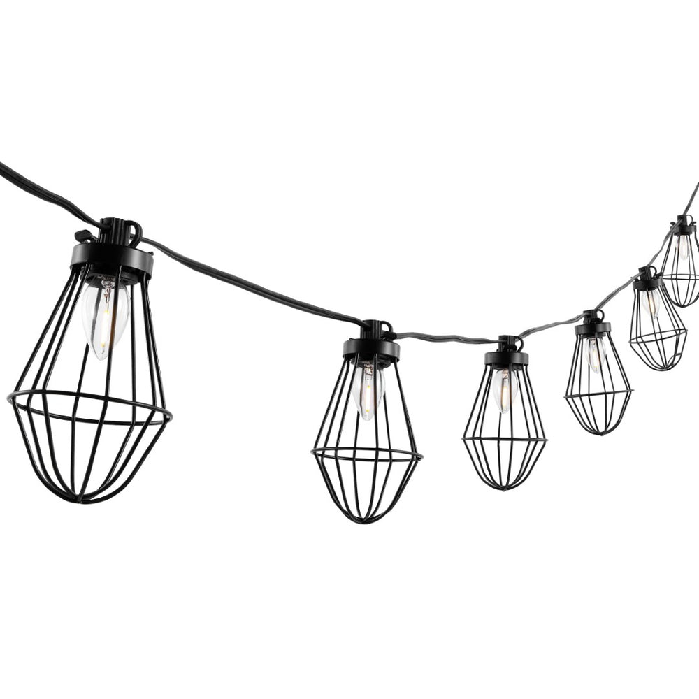 Safavieh ELLINA, 10-Light Outdoor String Lights, 120-Inch Black Design for Patios, Gardens & Events PLT4054A