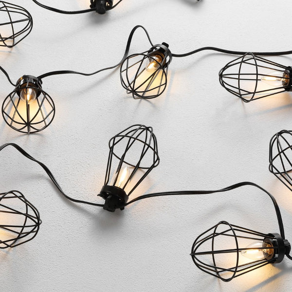 Safavieh ELLINA, 10-Light Outdoor String Lights, 120-Inch Black Design for Patios, Gardens & Events PLT4054A