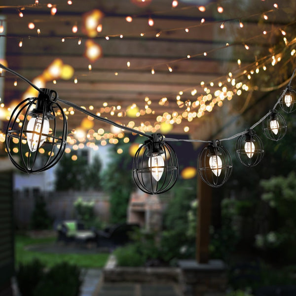 Safavieh GARNET, 10-Bulb Outdoor String Light, 120 Inches of Stylish Black Glow for Patios & Events PLT4055A