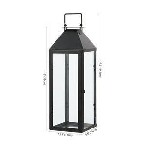 Safavieh RUANE, Elegant 17.5-Inch Tall Black Iron & Glass Lanterns Set of 2 for Outdoor Ambiance & Style PLT4056A-SET2