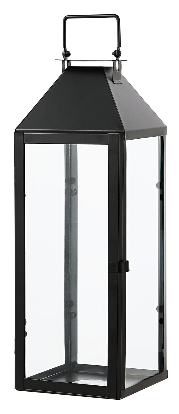 Safavieh RUANE, Elegant 17.5-Inch Tall Black Iron & Glass Lanterns Set of 2 for Outdoor Ambiance & Style PLT4056A-SET2
