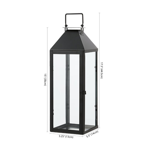 Safavieh Ruane, Matte Black Iron Glass Outdoor Lanterns Geometric Patio Entryway Set of Two PLT4056A-SET2