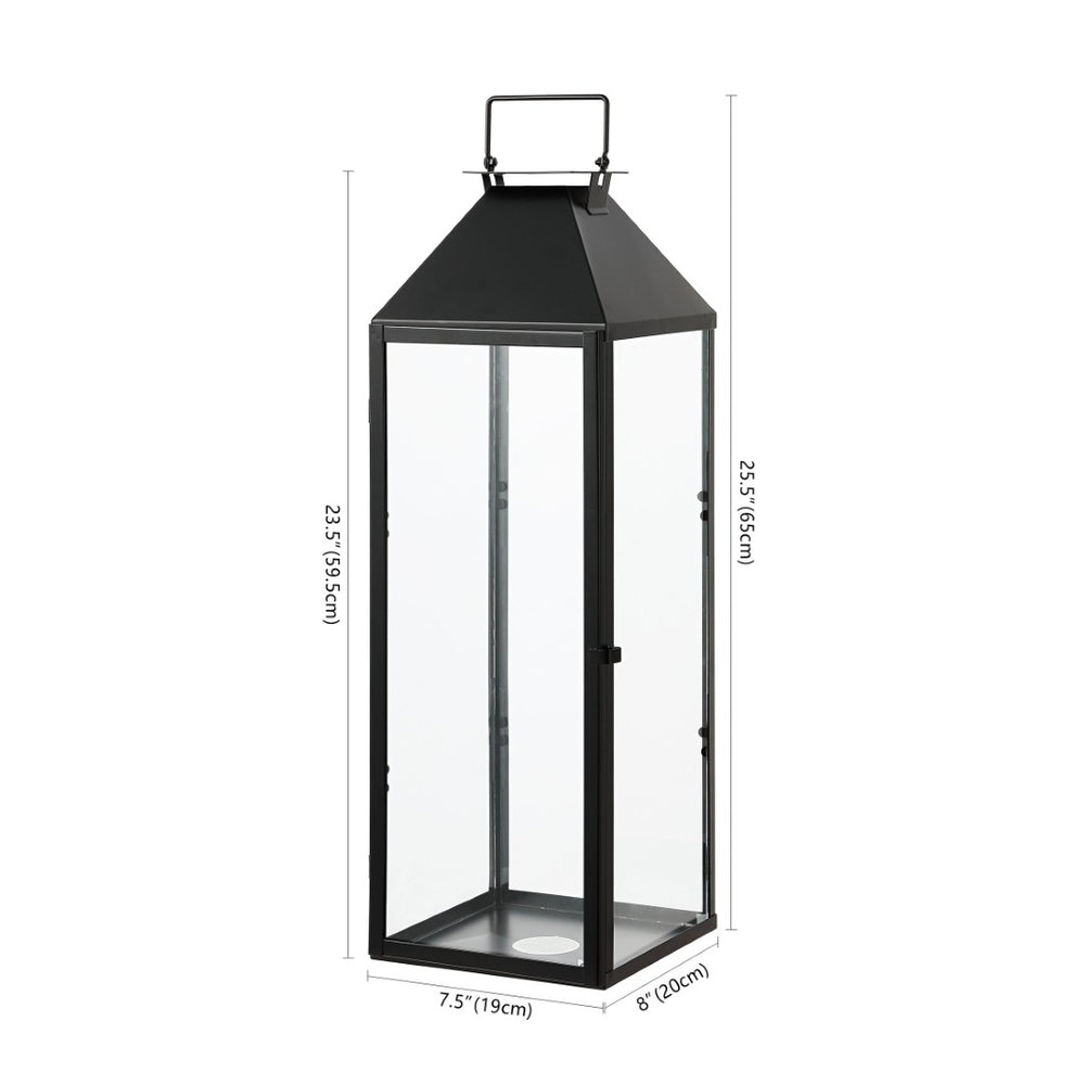 Safavieh RUANE, 25.5-Inch Black Iron & Glass Outdoor Lantern for Patios, Porches, and Garden Pathways PLT4057A