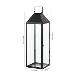 Safavieh RUANE, 25.5-Inch Black Iron & Glass Outdoor Lantern for Patios, Porches, and Garden Pathways PLT4057A