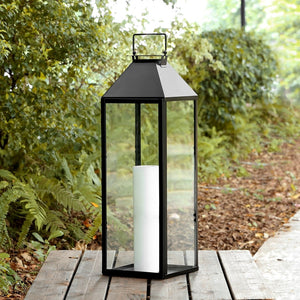 Safavieh RUANE, 25.5-Inch Black Iron & Glass Outdoor Lantern for Patios, Porches, and Garden Pathways PLT4057A