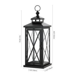 Safavieh LIRIO Outdoor Lantern Set of 2 - 20.5 Inch Tall Black Iron & Glass for Stylish Ambiance & Charm PLT4064A-SET2