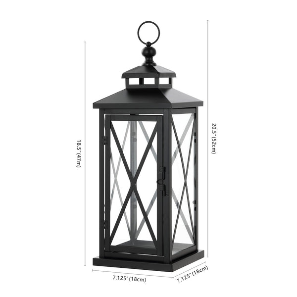 Safavieh LIRIO Outdoor Lantern Set of 2 - 20.5 Inch Tall Black Iron & Glass for Stylish Ambiance & Charm PLT4064A-SET2