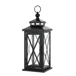Safavieh LIRIO Elegant Outdoor Lantern Set of 2 - 17.5 Inch Tall Black Iron & Glass for Patios & Gardens PLT4065A-SET2