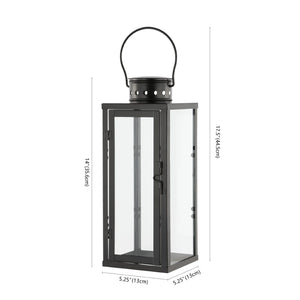 Safavieh LORIENT Small Black Iron & Glass Lantern Set of 2 – 17.75" Tall, Timeless Outdoor Lighting Decor PLT4068A-SET2