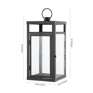 Safavieh FRALEIGH Elegant Black Iron & Glass Outdoor Lantern Set of 2, 16-Inch Tall for Patios & Gardens PLT4073A-SET2
