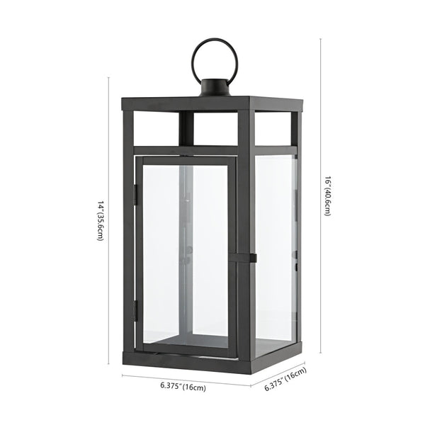 Safavieh FRALEIGH Elegant Black Iron & Glass Outdoor Lantern Set of 2, 16-Inch Tall for Patios & Gardens PLT4073A-SET2