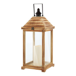 Safavieh ELIDA Large 28.25-Inch Tall Light Brown Outdoor Lantern with Candle for Elegant Ambiance & Style PLT4082A