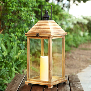 Safavieh ELIDA Large 28.25-Inch Tall Light Brown Outdoor Lantern with Candle for Elegant Ambiance & Style PLT4082A