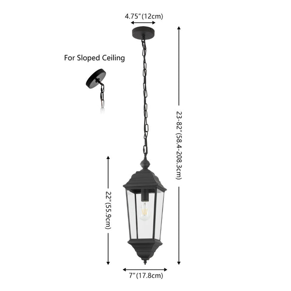 Safavieh TERI, 7 Inch Modern Black Metal Outdoor Pendant Light - Stylish, Durable, and Weather-Resistant Design PLT4083A