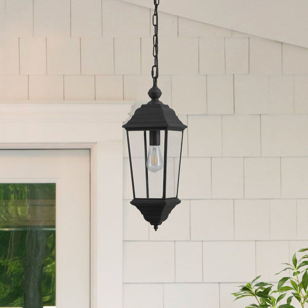 Safavieh TERI, 7 Inch Modern Black Metal Outdoor Pendant Light - Stylish, Durable, and Weather-Resistant Design PLT4083A