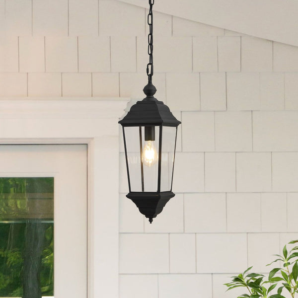 Safavieh TERI, 7 Inch Modern Black Metal Outdoor Pendant Light - Stylish, Durable, and Weather-Resistant Design PLT4083A