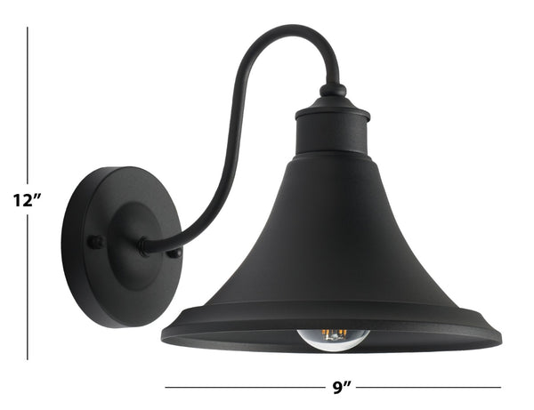 Safavieh GRAYLYN, Set of 2 Black Steel Outdoor Wall Sconces - 9 Inch, Modern Minimalist Lighting for Exteriors PLT7016A-SET2